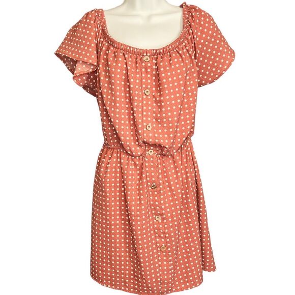 Justify dusty rose off shoulder dress XL Polka Dots Summer Pullover - Picture 3 of 12